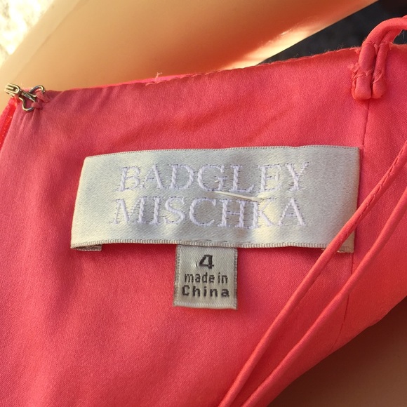 HP🎉BADGLEY MISCHKA FORMAL SEXY PINK & ORANGE HALTER FLOWY MAXI DRESS WITH SCARF - Picture 9 of 9